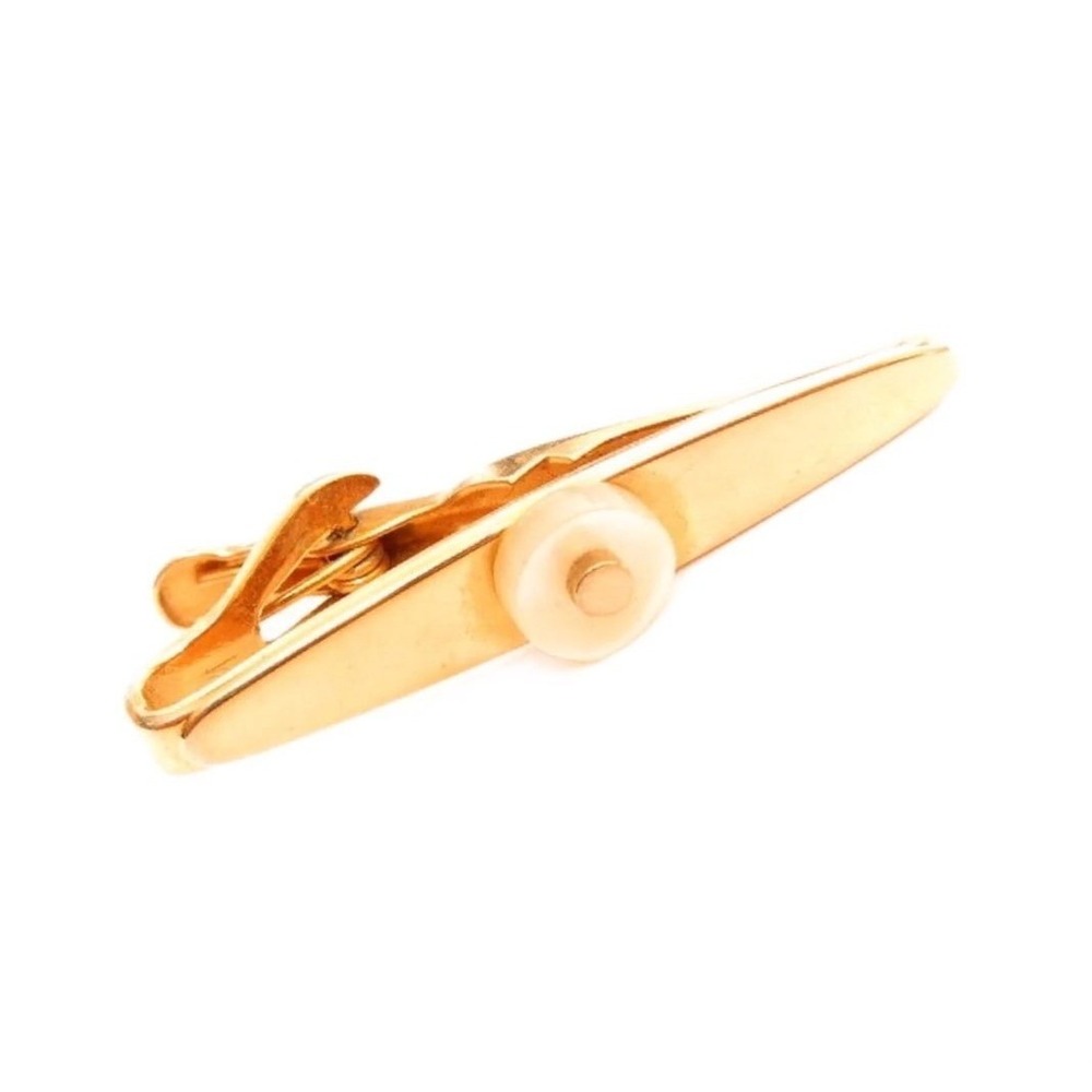 Vintage Swank Signed Small Button Accent Gold Plated tie‎ clip clasp